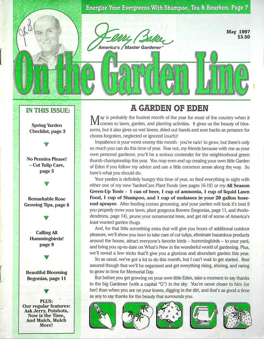 On The Garden Line Magazine May 1997 Spring Yarden Checklist, Rose Growing Tips