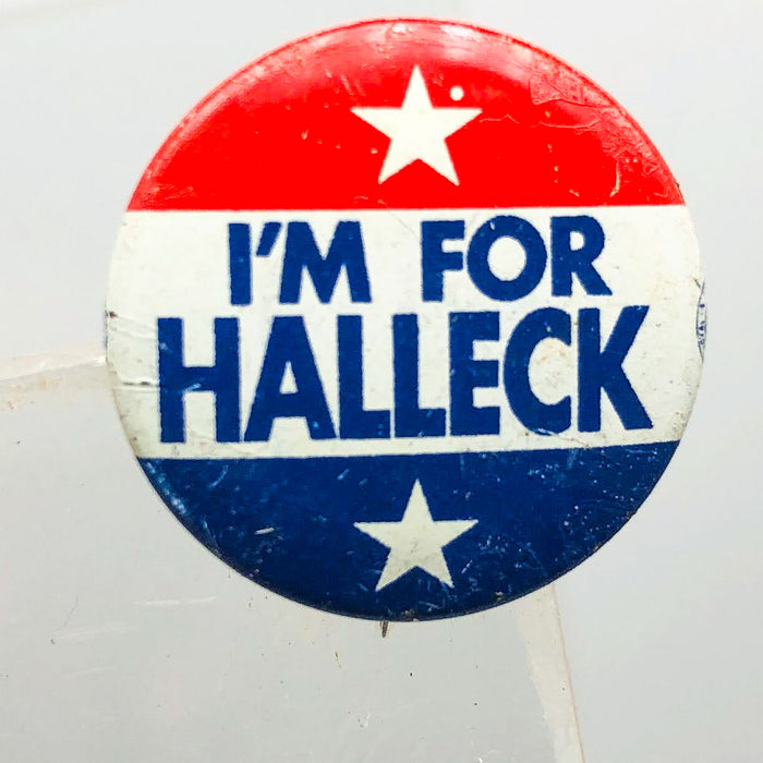 I'm For Halleck Button Pin .75" Indiana Politician Campaign Republican Stars 2