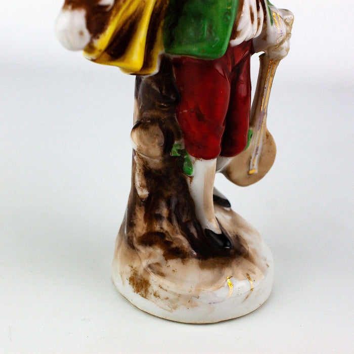 Occupied Japan Colonial Victorian Man w/ Cape & Instrument 6 Inches 6