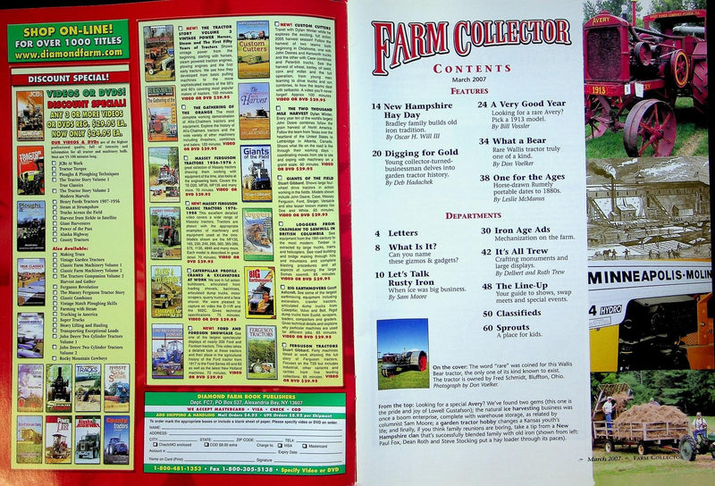 Farm Collector Magazine March 2007 Vol 9 # 8 New Hampshire Hay Day