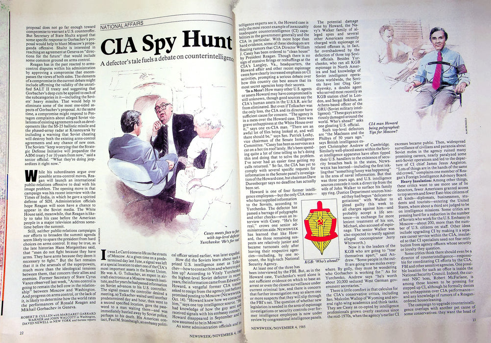 Newsweek Magazine November 4 1985 CIA Counterintelligence Spy Scandals Russia 3