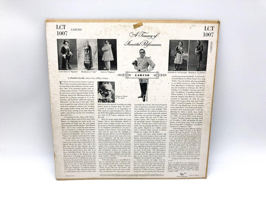 A Treasury of Immortal Performances Caruso Record 33 RPM LP LCT-1007 RCA 1951 3