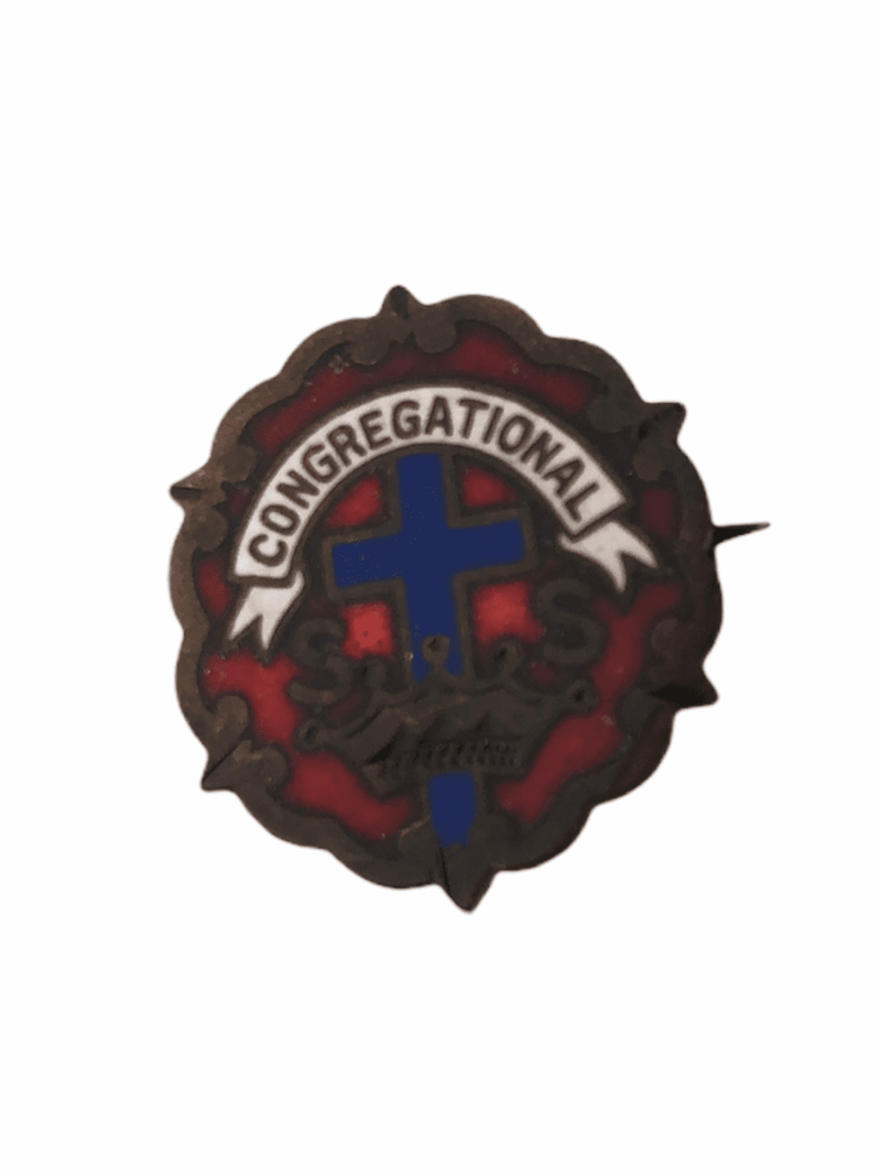 Bronze Congregational Lapel Pin Sunday School Little System Cross Crown Enamel 2