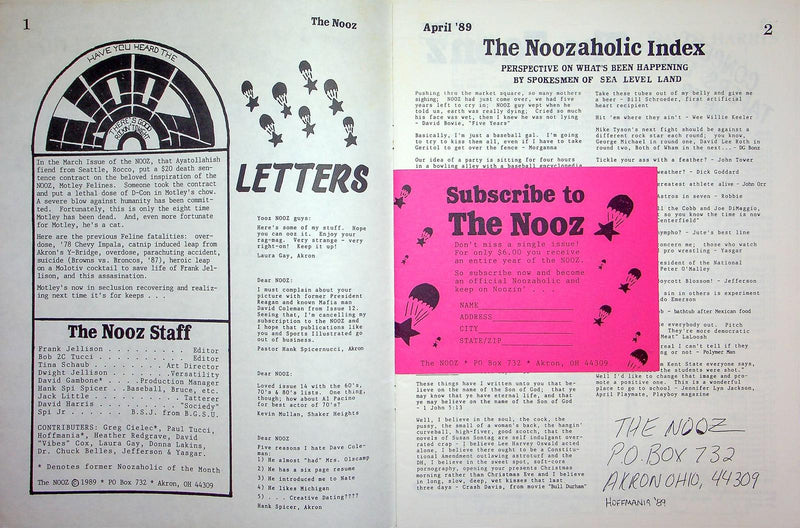 The Nooz Magazine April 1989 Liberal Alternative Akron Cleveland Indians Opener