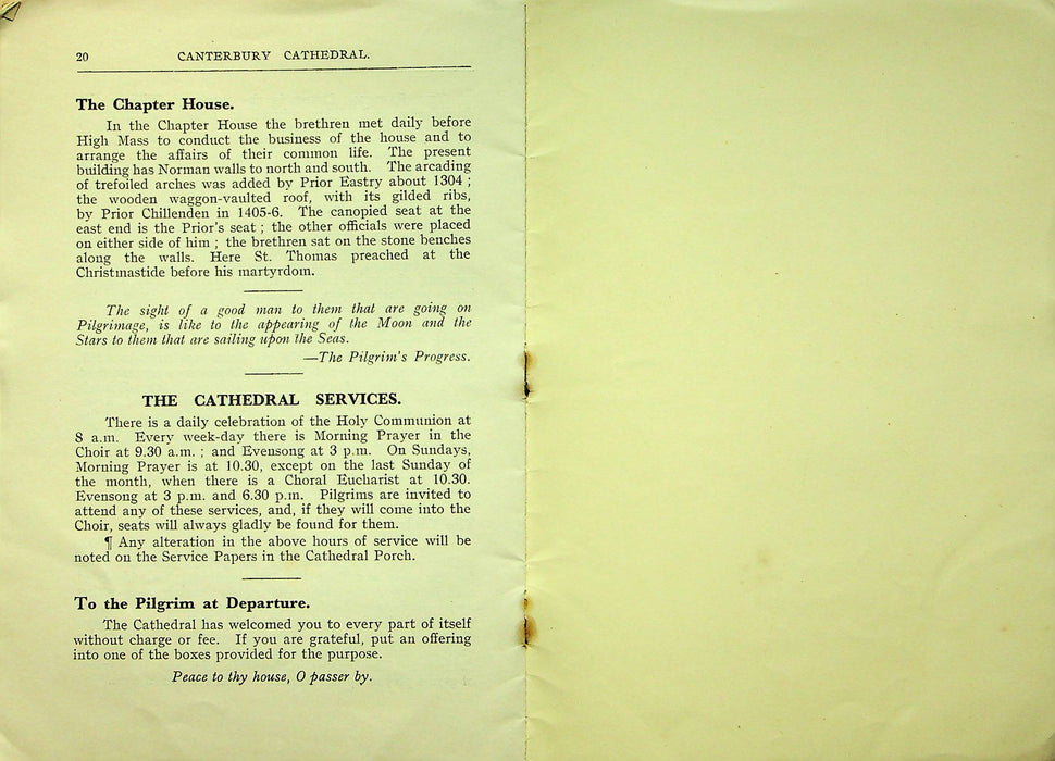 Vintage Guide of Canterbury Cathedral Church of Christ Handbook Pilgrims 1935