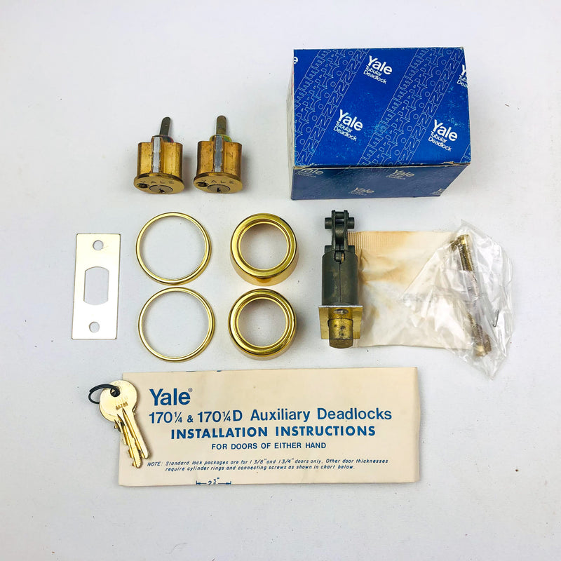 Yale Tubular Deadlock 6 Pin Cylinder Locks 170 1/4 US03 Bright Brass KA2 New NOS