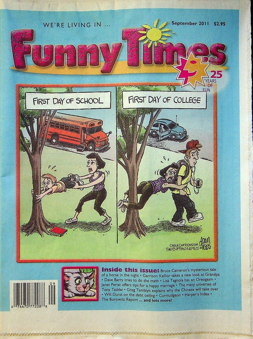 Funny Times Magazine September 2011 Garrison Keillor, Bruce Cameron, Will Durst 1