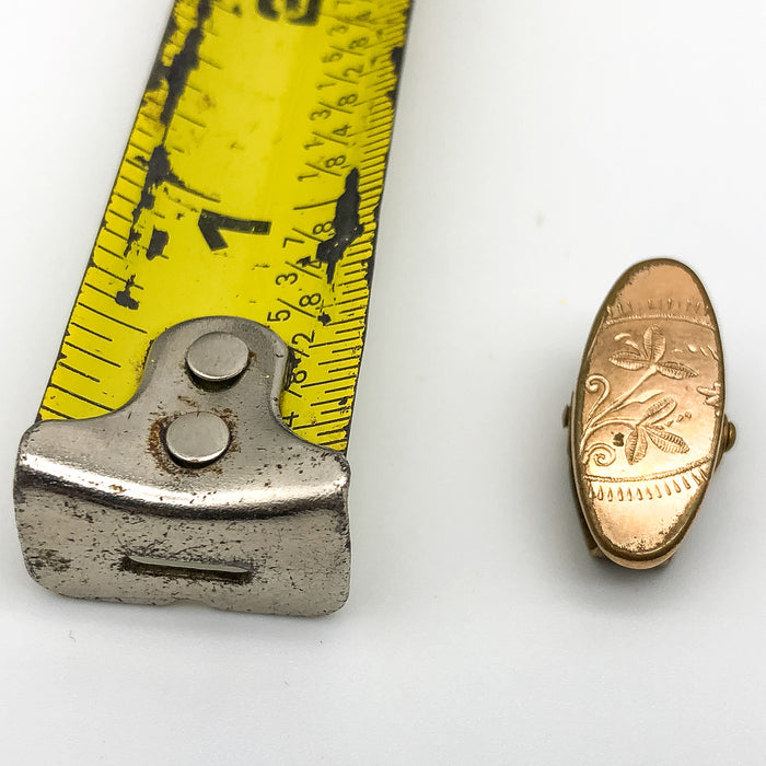 Vintage Tie Tack Clip Bronze Flowers Oval Hinged