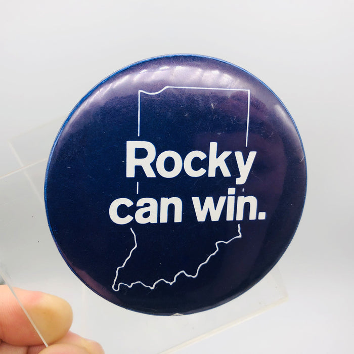 Rocky Can Win Button Pinback 3" Indiana Democrat Lt. Governor Robert Rock 1960s