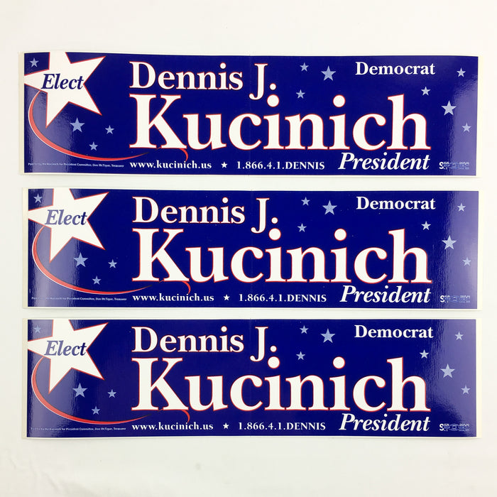 Dennis Kucinich 2008 Presidential Campaign Bumper Stickers - Lot of 3