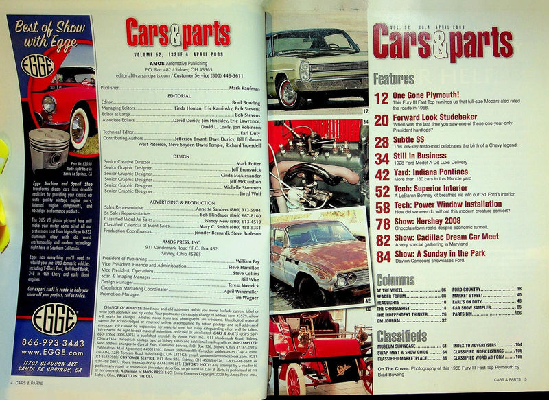 Cars&parts Magazine April 2009 Vol 52 # 4 Plymouth's Full-Size