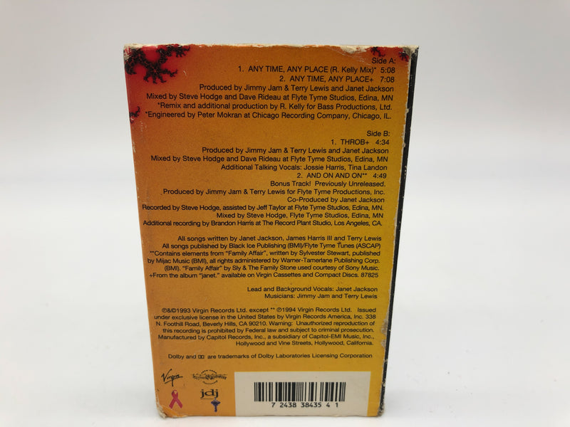 Any Time, Any Place Janet Jackson Cassette Single Virgin 1993 6