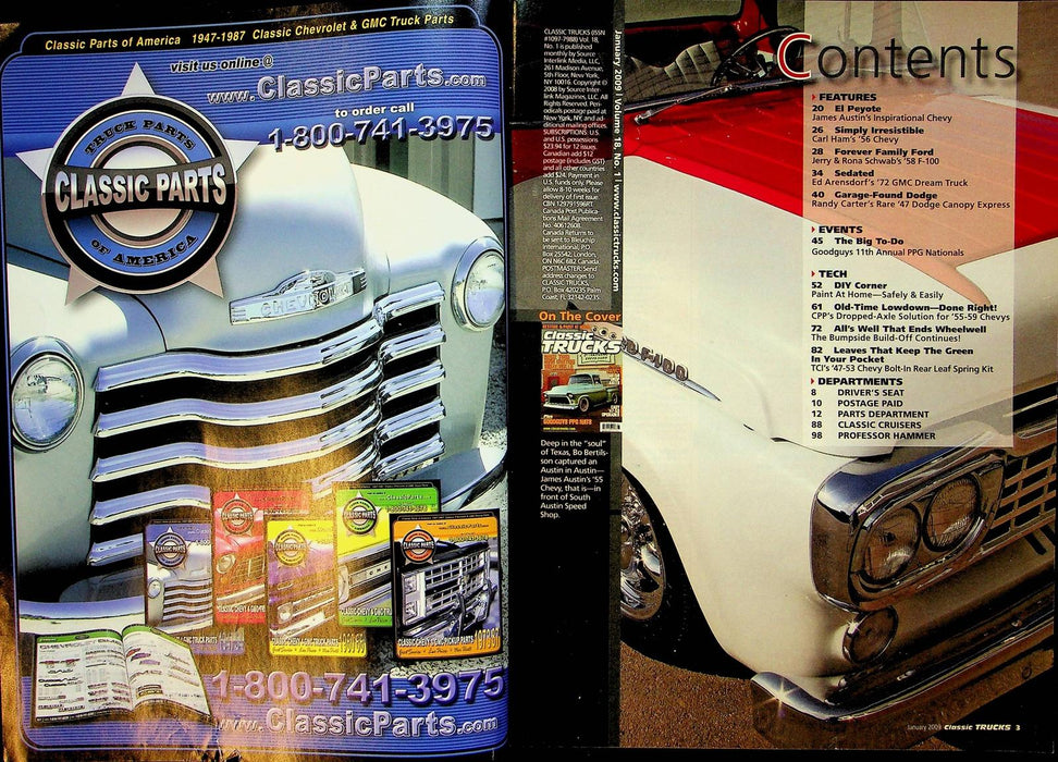 Classic Trucks Magazine January 2009 Vol 18 No 1 Chevy Suspension Basic DIY drop