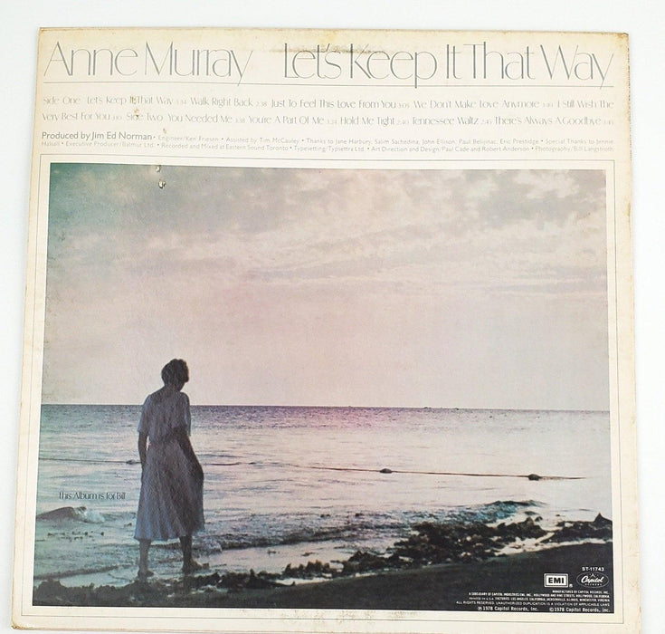Anne Murray Let's Keep It That Way Record 33 RPM LP Capitol Records 1978 2