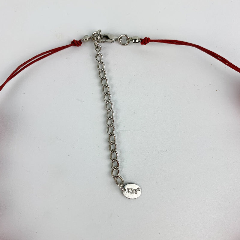 Cherry Red Marble Swirl Large Round Beaded Necklace by Icing 8