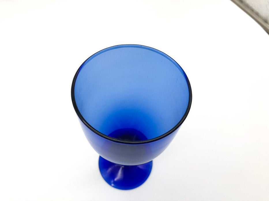 Vintage Cobalt Blue Wine Glass Crystal Goblet Footed 8.5" Hand Blown Mexico 6