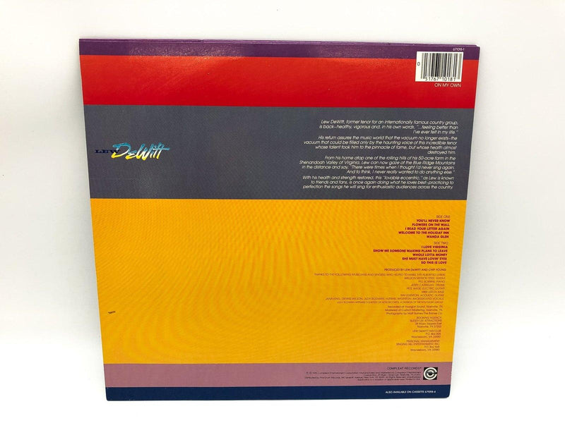 Lew DeWitt On My Own Record 33 RPM LP 671018-1 Compleat Entertainment 1985 2