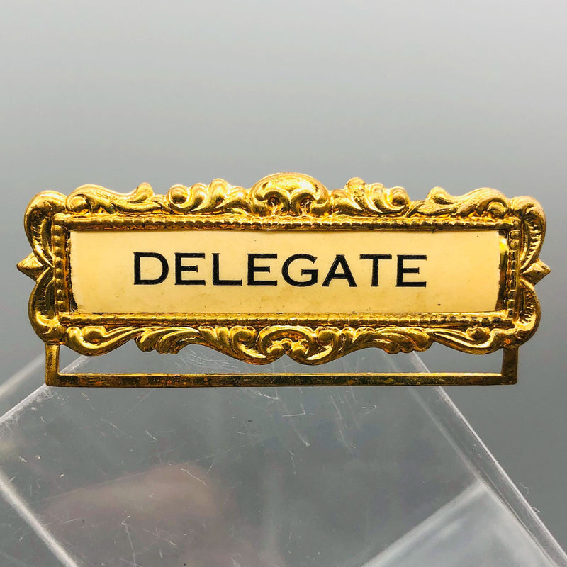 Ribbon Holder Pin Badge Vintage ID Name Tag Button Metal Delegate Brooch Pinback