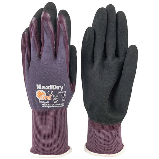 Palm Coated Work Gloves Small 3 Pairs Nitrile MaxiDry 56-424 Waterproof Knit 2