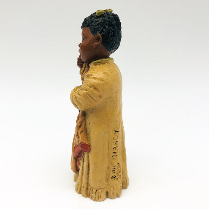 All Gods Children Figurine Mandy 1991 African American Girl Hugging Blankie COA 2