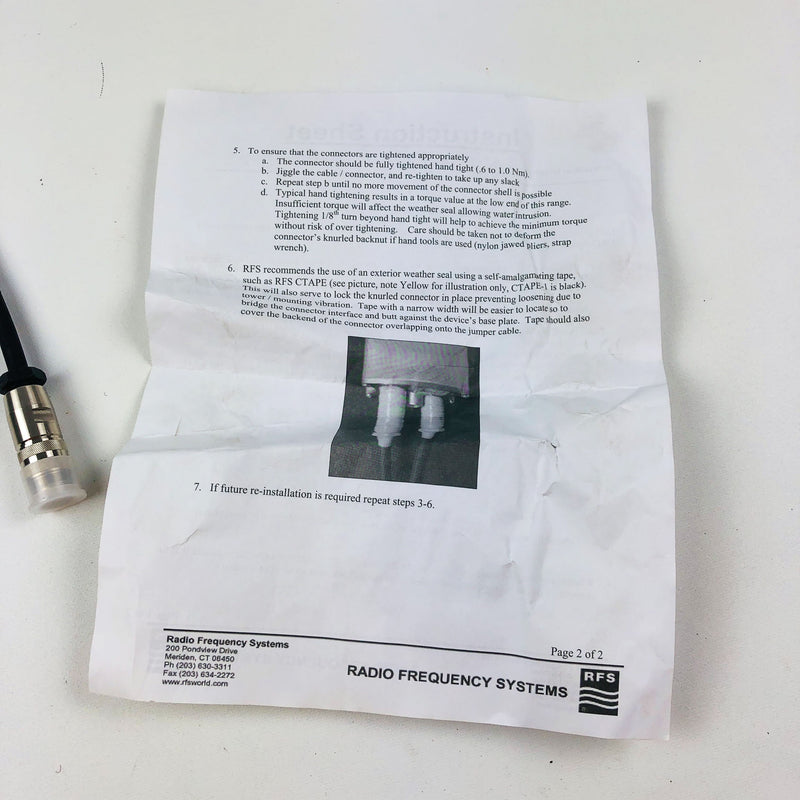 RFS CA005-7 AISG 2.0 Cable Male To Female New Old Stock Radio Frequency Systems