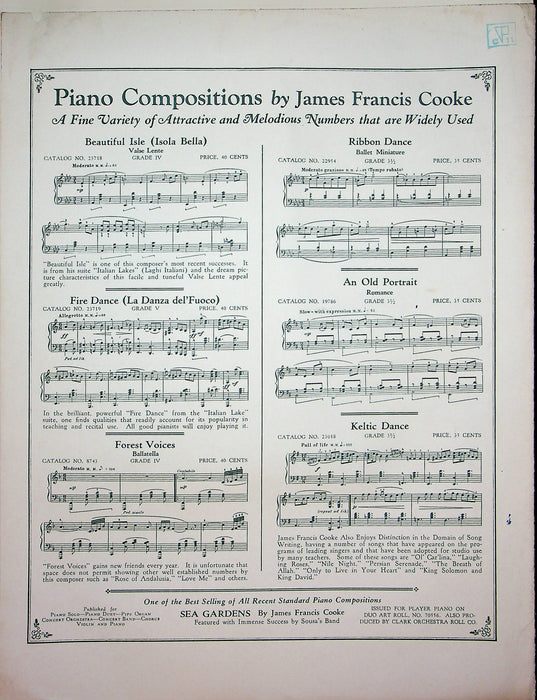 Fountains at Versailles James Francis Cooke Vintage Sheet Music 1934 Presser 6