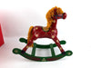 Vintage Wooden Rocking Horse Christmas Holiday Red Green 10.5" Hand Painted Box 6