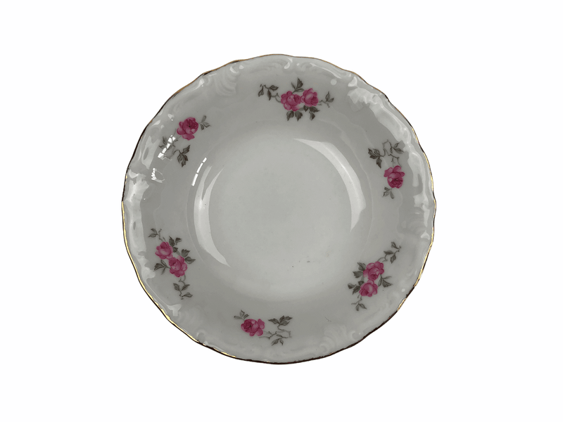Winterling Pink Roses Small Soup Bowl Dessert Bavaria Germany Gold Accents 2