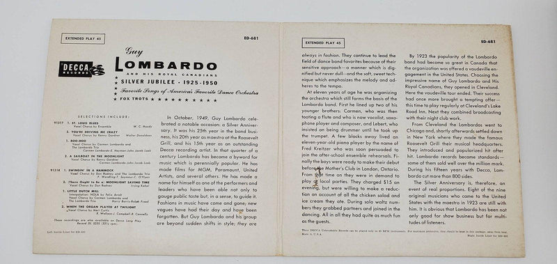 Guy Lombardo And His Royal Canadians 1925-1950 45 RPM 2x EP Record Decca 1954 4