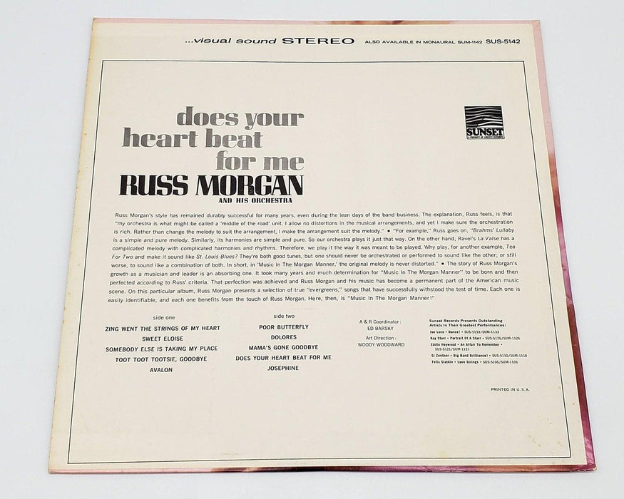 Russ Morgan Does Your Heart Beat For Me 33 RPM LP Record Sunset Records 1966 2