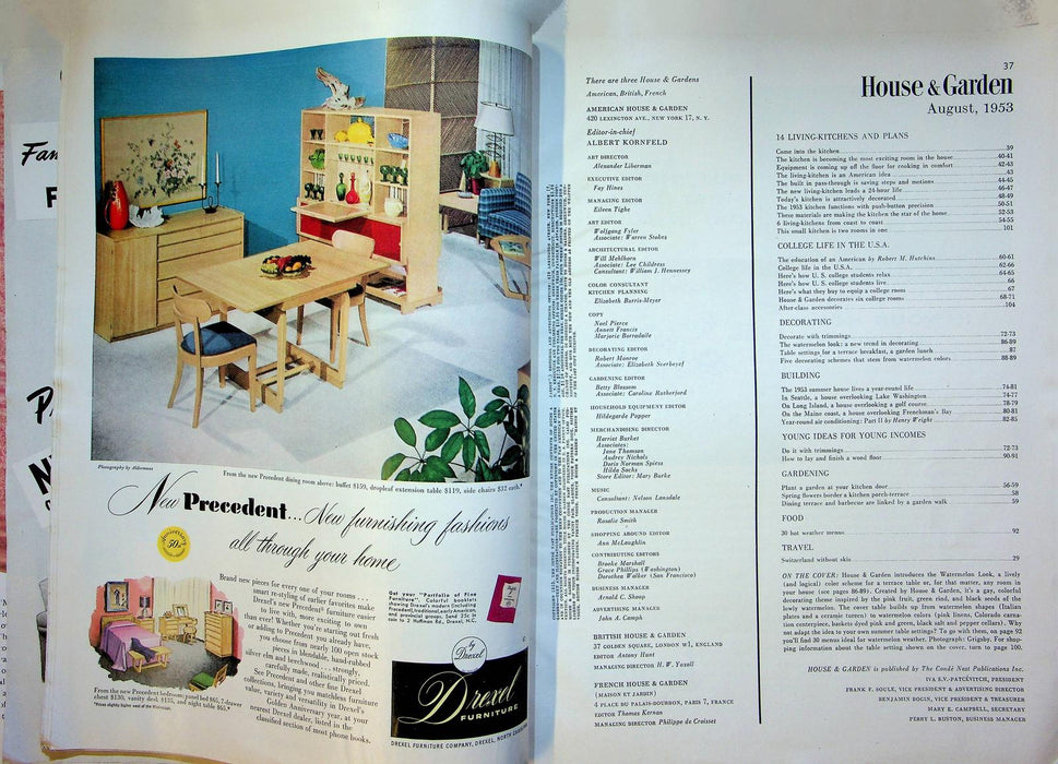 House and Garden Magazine August 1953 Watermelon Look House Decorating Kitchen 6