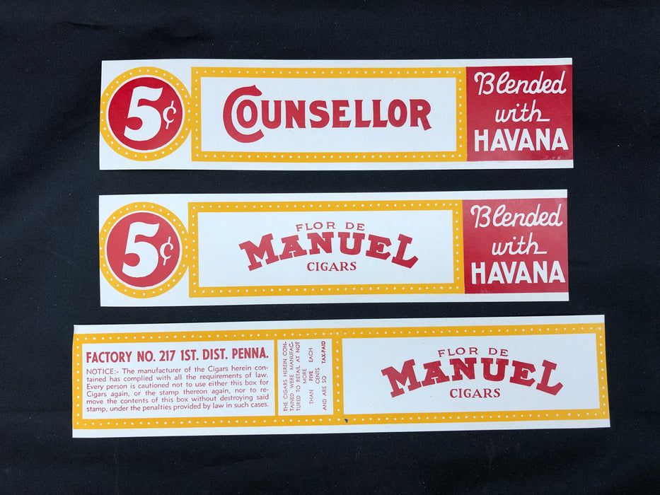 Flor De Manuel Cigar Label Box Wrapper Original Unused Blended with Havana