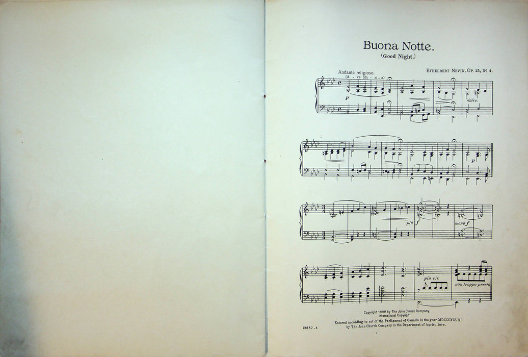 1898 Vintage Sheet Music Piano Ethelbert Nevin Giorno in Venezia A Day in Venice 7