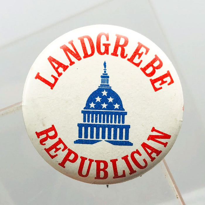 Earl Landgrebe Republican Button 1" Pin Congressman Nixon Defender Watergate 1