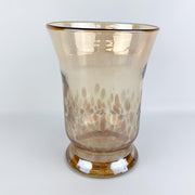 Large Art Glass Gold Copper Speckled Pillar Candle Vase 8" 7