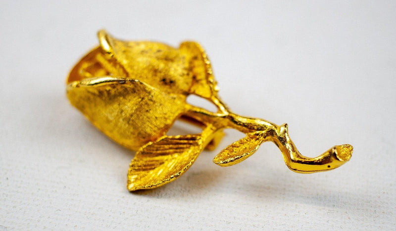 Gold Tone Brooch Vintage Rose Flower Heart Love Romance Gift for Her Lot of 2 3