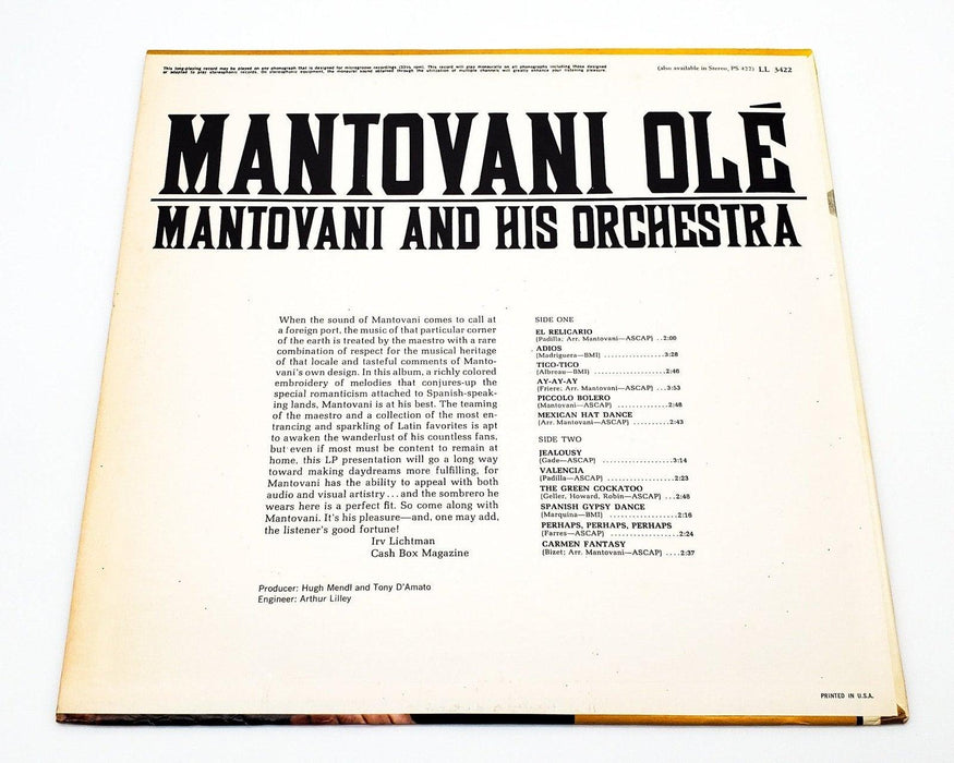 Mantovani And His Orchestra Mantovani Olé 33 RPM LP Record London LL 3422 2