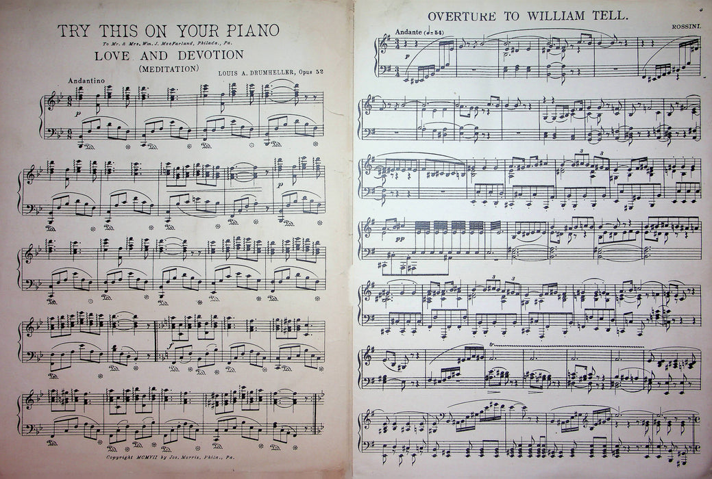 William Tell Overture by Rossim Vintage Sheet Music 1902 Morris Music & Co 2