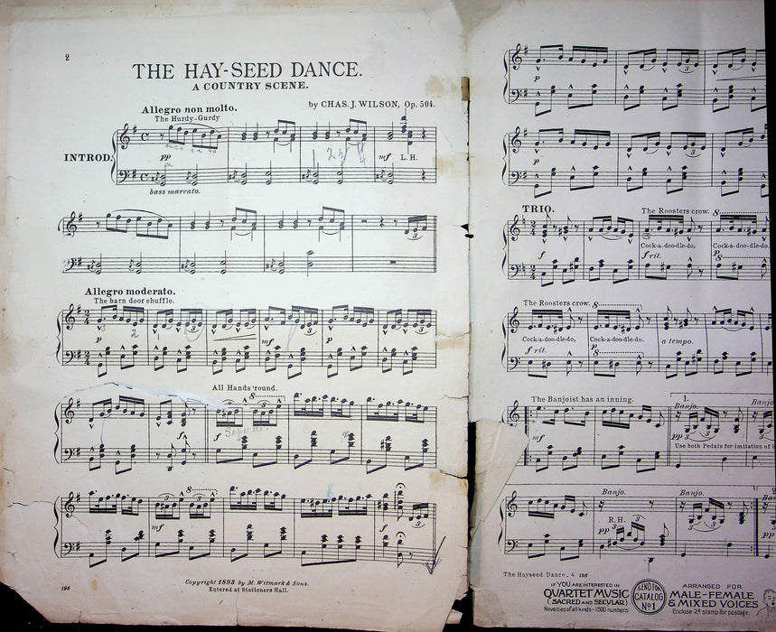 The Hay-Seed Dance A Country Scene Sheet Music Piano Song Chas Wilson 1893 2