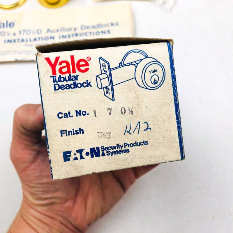 Yale Tubular Deadlock 6 Pin Cylinder Locks 170 1/4 US03 Bright Brass KA2 New NOS