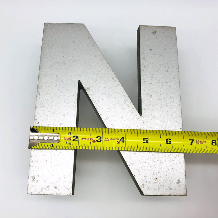 Cast Aluminum Letter N 8" Sign Spanjer Bro Chicago Brushed Architectural Salvage