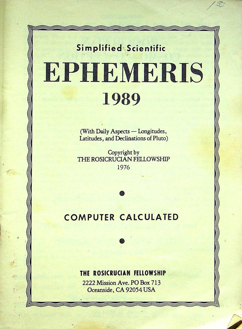 Simplified Scientific Ephemeris Computer Calculated Daily Aspects, Lon & Lat 1