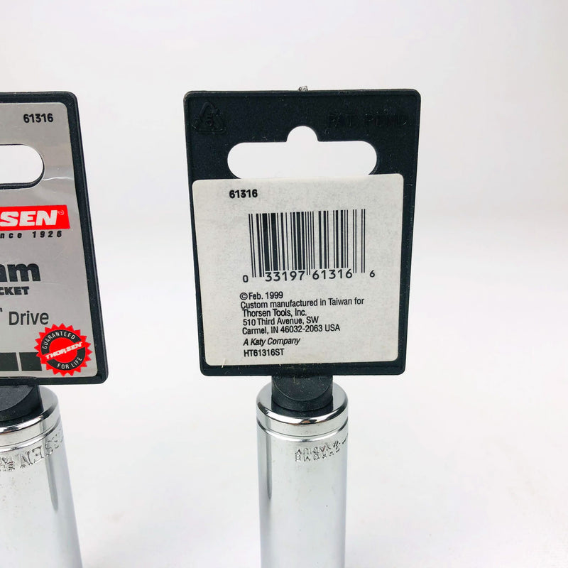 4ct 14mm 16mm Deep Socket 3/8 Drive 6 Point Metric Chrome Vanadium Thorsen New