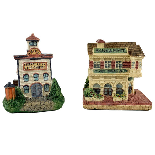 Liberty Falls Miniature Houses Mini Fire Station AH10 Clark Dubois Bank AH12 1