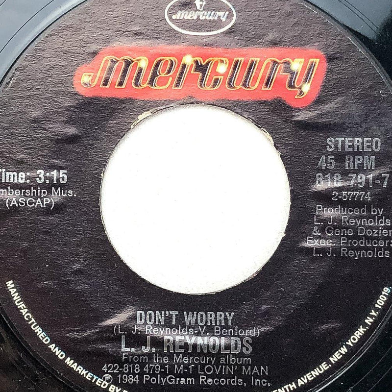 L.J. Reynolds 45 RPM 7" Single Don't Worry / Touch Down Mercury 818 791-7 1