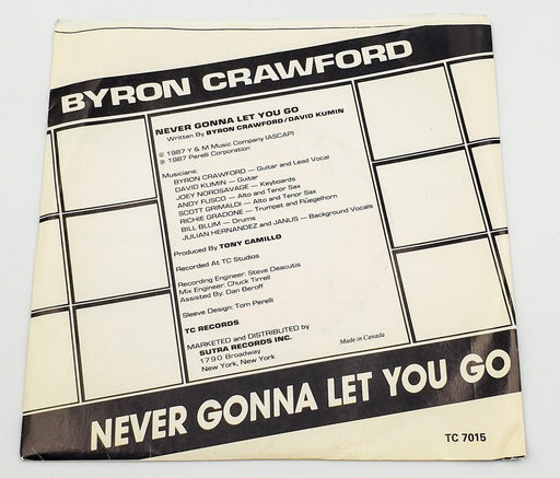Byron Crawford Never Gonna Let You Go 45 RPM Single Record T.C Records TC 7015 2