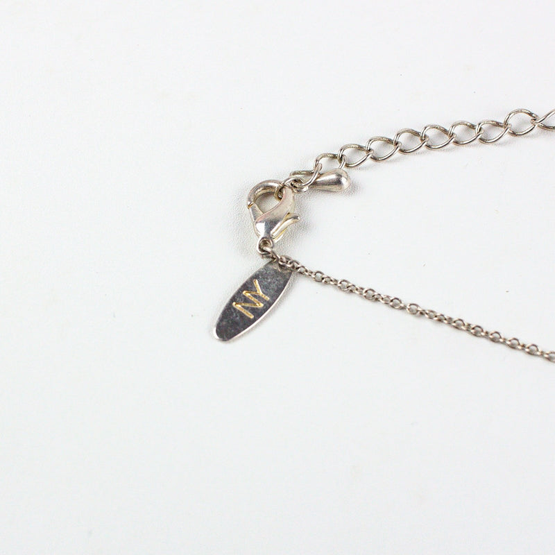 Cursive Initial Letter A Silver Toned Pendant Necklace - NY Tag 4