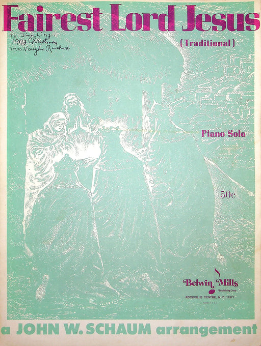 Sheet Music Fairest Lord Jesus John Schaum Arrangement 1957 Christian Religious 1