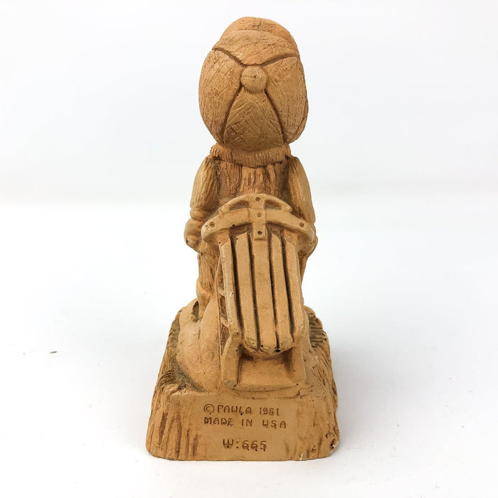 Paula Figurine Little Boy Holding Sleed Grandpa I Wuv You W:665 Wood Gift Statue 5