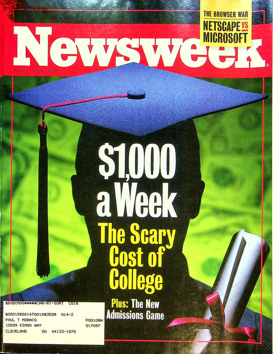 Newsweek Magazine April 29 1996 College Tuition Costs Israeli Airstrike Lebanon